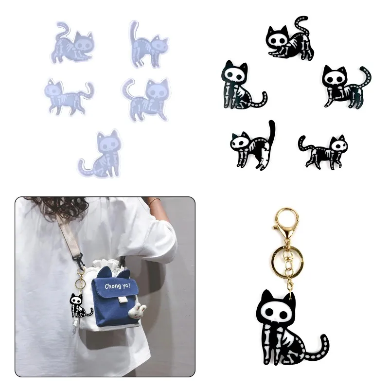 

Cute Cat Key Chain Silicone Mold DIY Earring Necklace Pendant Epoxy Resin Molds Animal Craft Casting Mould