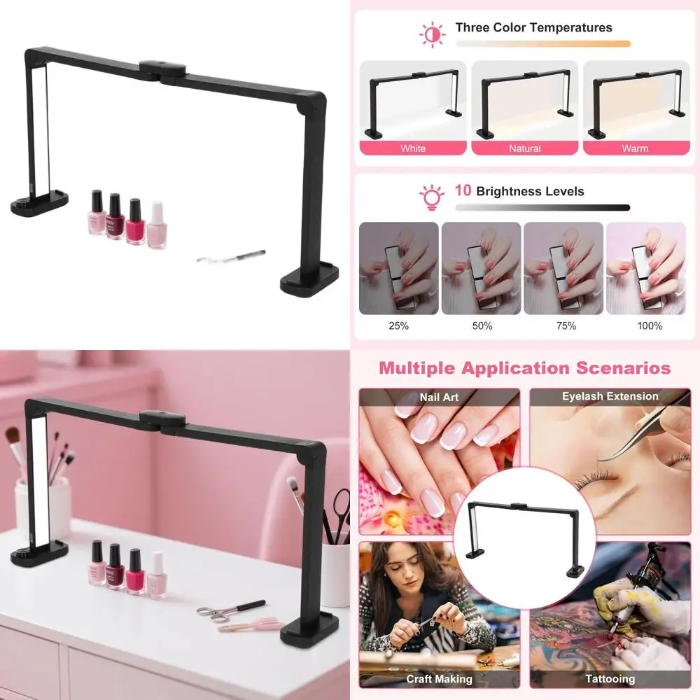 

Регулируемая светодиодная настольная лампа для маникюра с цветовой температурой 3000-6000K, 456 светодиодов, черная