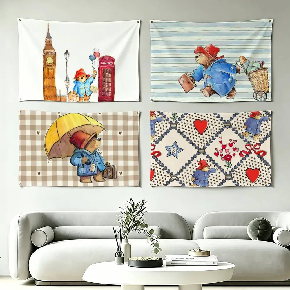 

Cute P-Paddington Bear Flag Digital Printing Banner for Garage Wall Out Door Decoration