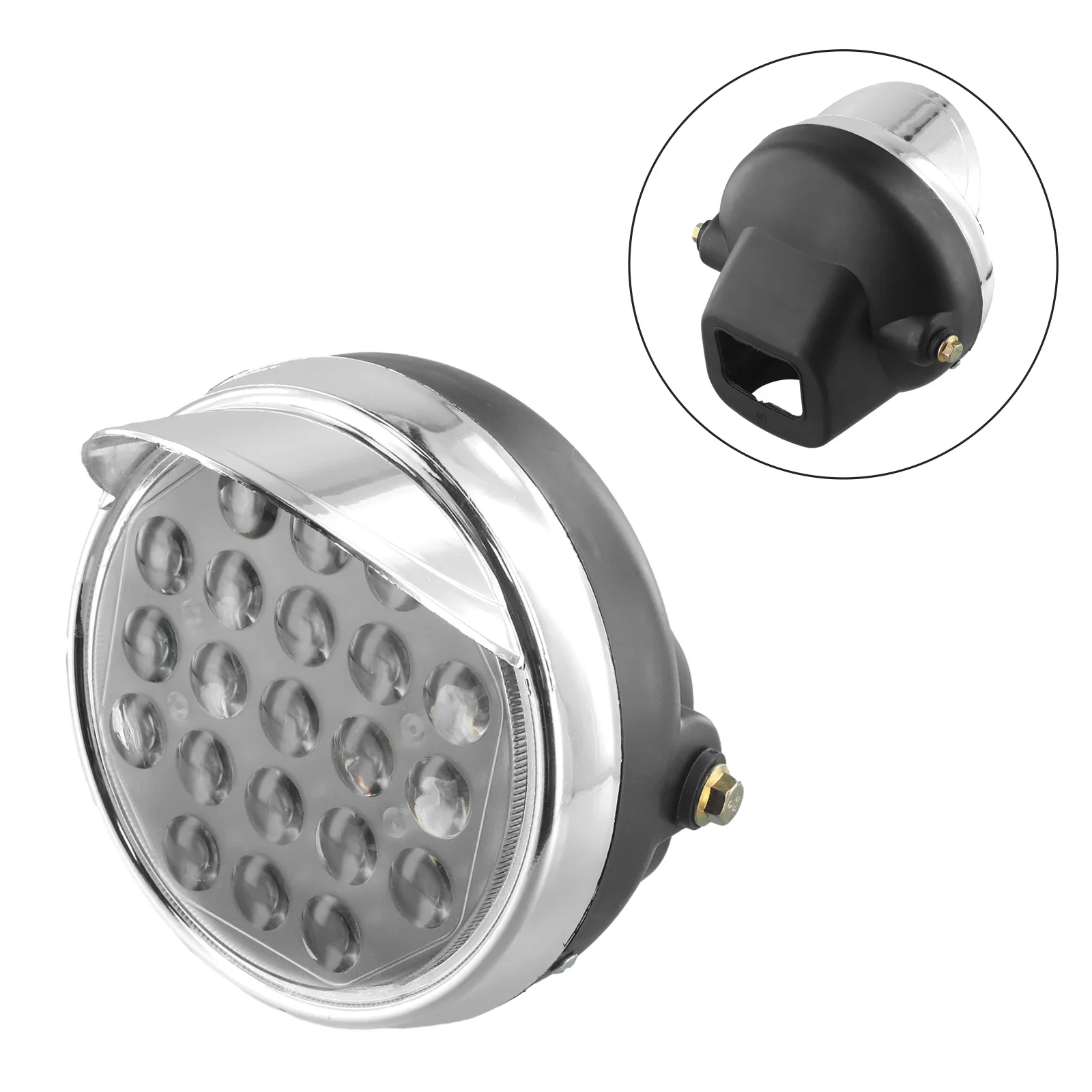 Waterproof LED Headlight for Tricycle Electric Bike 12V80V 81216 Beads Silver/Black Rainproof Level Life Waterproof