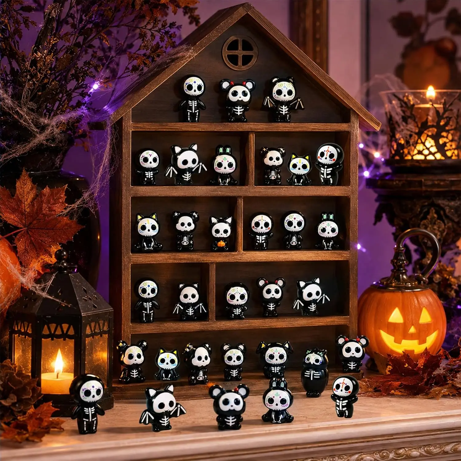 16 Stück Halloween Mini Harzfiguren, winzige Bastelarbeiten, Puppenhausdekoration, Partygeschenke, Beutelfüller, Scrapbook, Mikrogarten-Dekoration – Detail 4