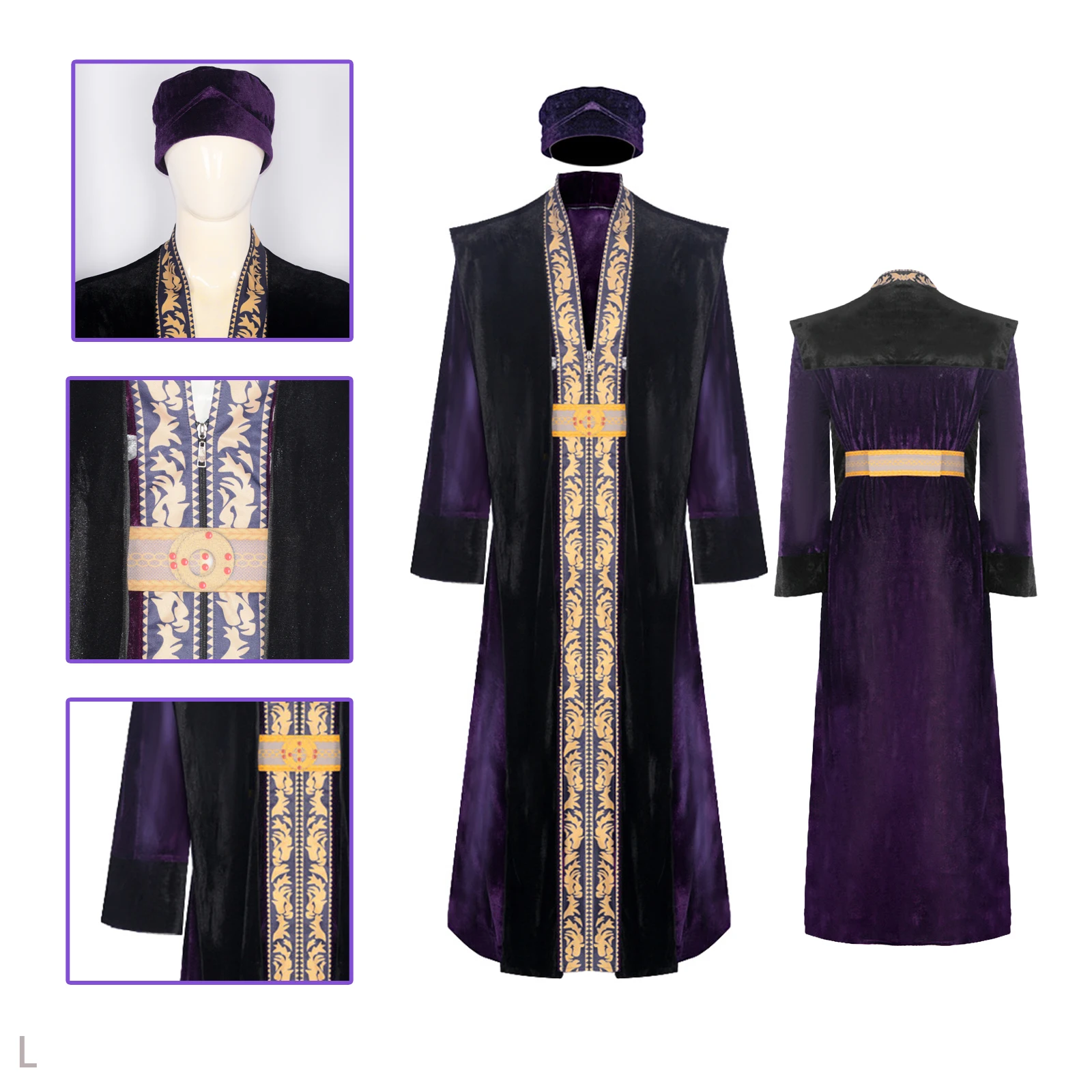 Disfraz de Dumbledore de Harry Potter, Divertido y Elegante, con Túnica, Gorro y Accesorios, para Adultos, Ideal para Halloween, Carnaval y Fiestas