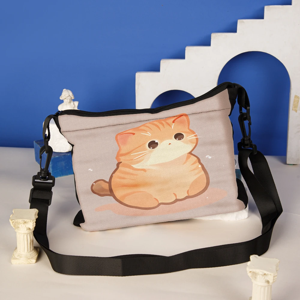 1pc Cat Print Crossbody Bag Gray Cute Kitten Pattern Shoulder Bags For Women Girls Daily Use School Work Travel Fashion Accessor