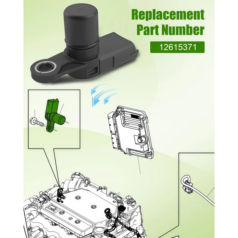 Engine camshaft position sensor applicable to 2010-2020 Chevrolet, Buick, and Cadillac 3.6L 12615371