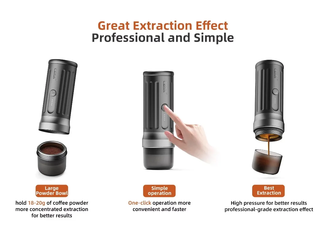 Portable Camping Coffee Maker 18g-20g  Powder Coffee 58mm Basket with Bag and CGE03 Grinder Maker with Stand