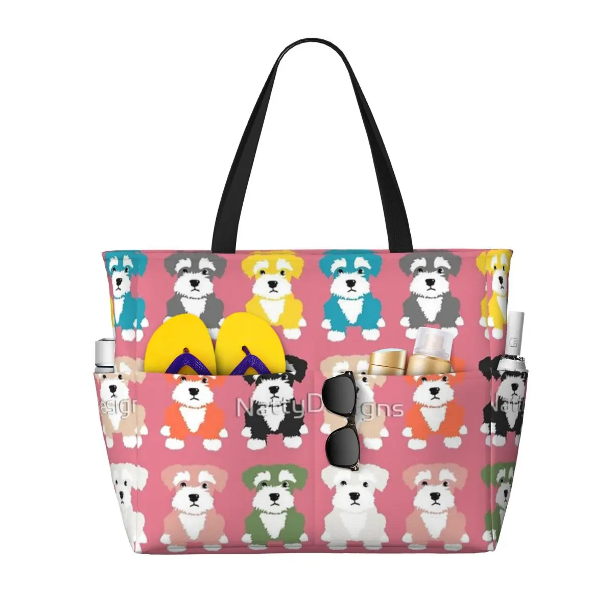 Rainbow Of Miniature Schnauzer Dogs bolsa de viaje para la playa, bolso de mano, bolso de hombro diario de gran capacidad a la moda, patrón multiestilo