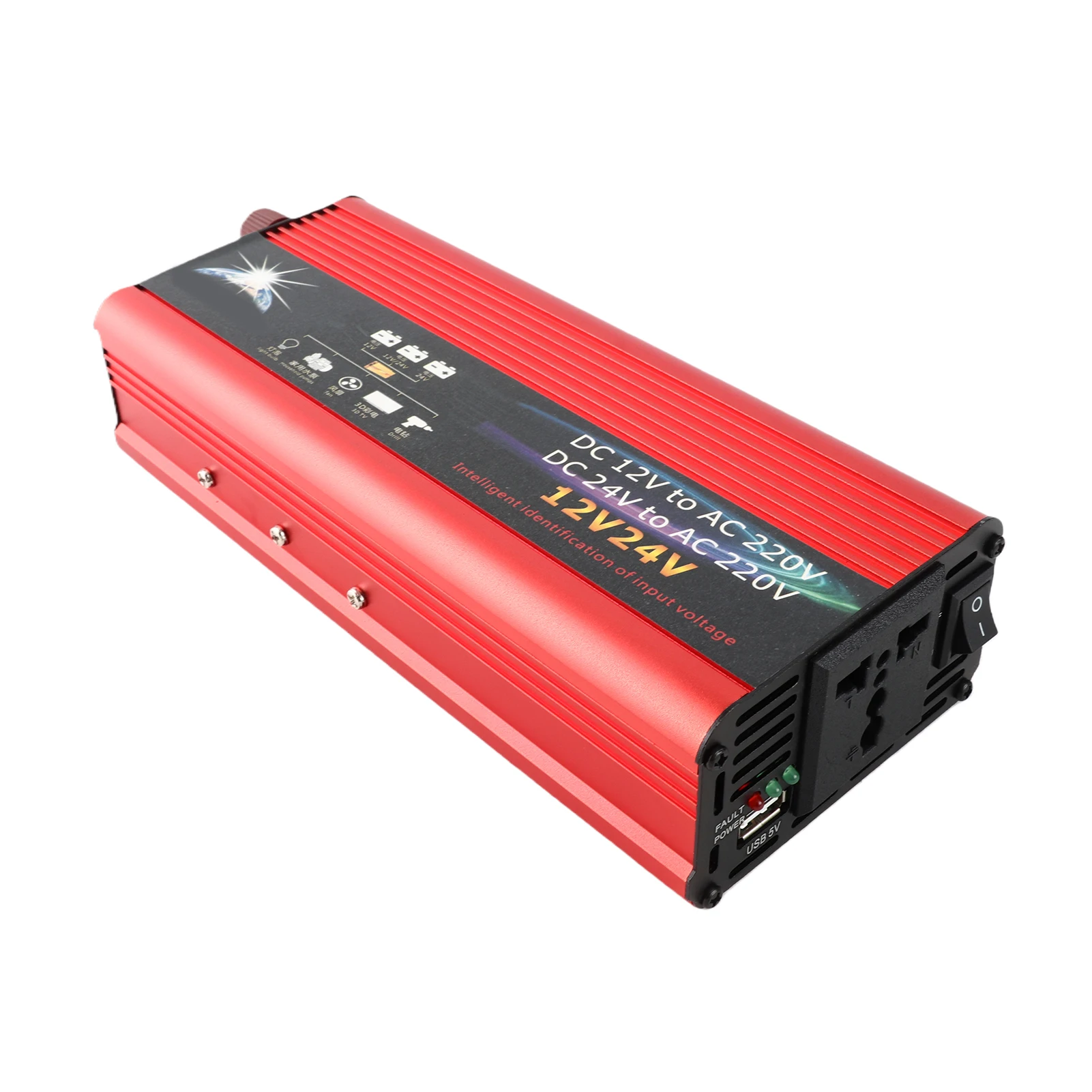 Car 2000W Inverter Car Inverter USB Charging  12V 24V Car Solar Power 2000W Inverter Converter 12V to 220V Car Inverter