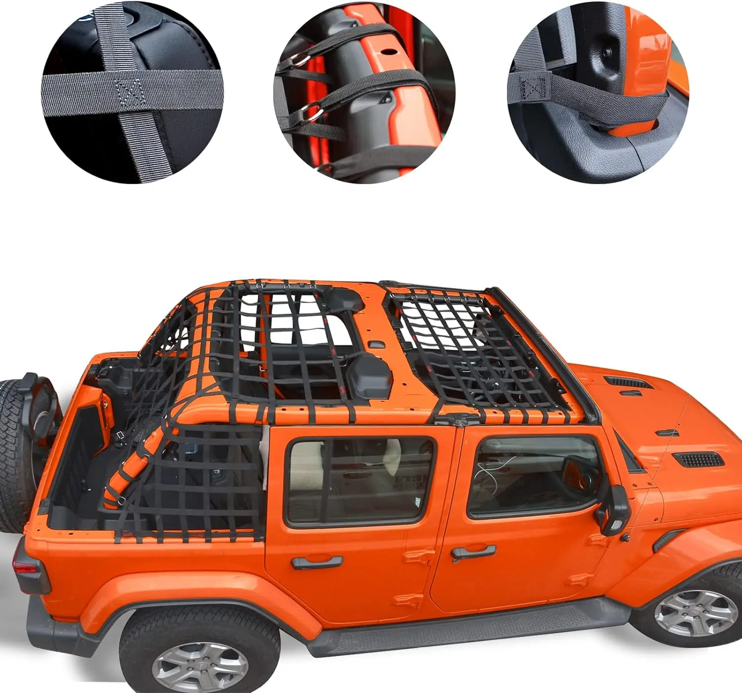 Mesh Cargo Net Roof Net Top Hammock Cargo Restraint Net for Wrangler JL 2018 2019 2020 2021 2022 2023 Accessories