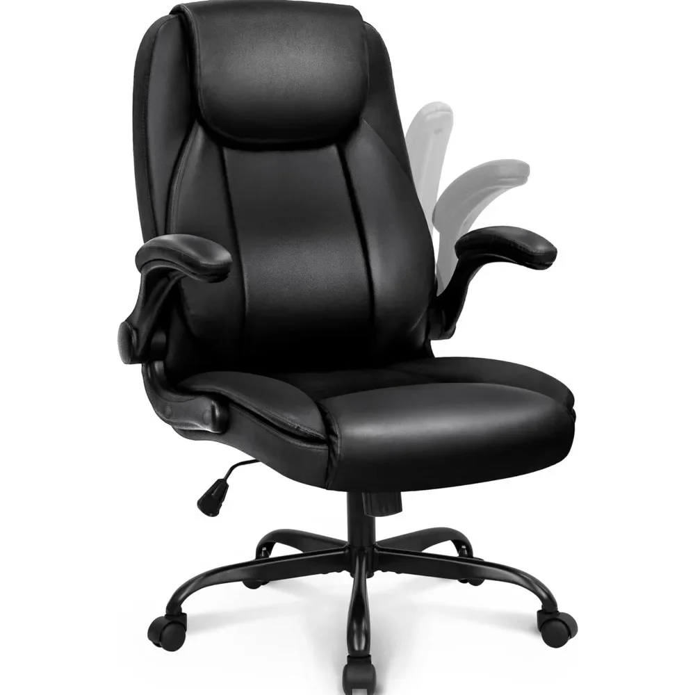 

Ergonomic office chair PU leather executive chair, height adjustable high back and waist support wheel computer chair rotation