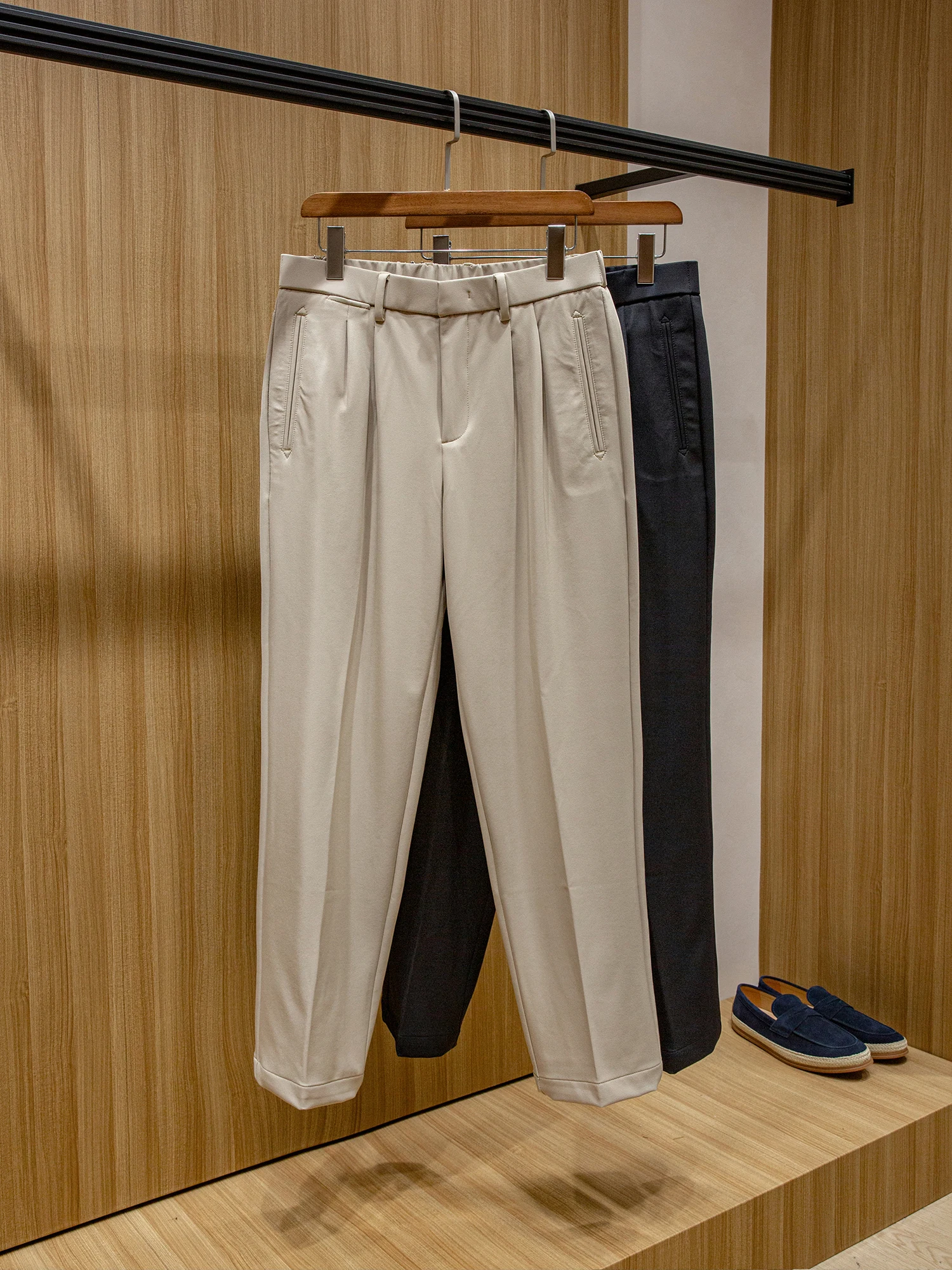 

Мужские повседневные брюки прямого кроя из эластичного модала и шелка для осени, удобные для работы и повседневной носки