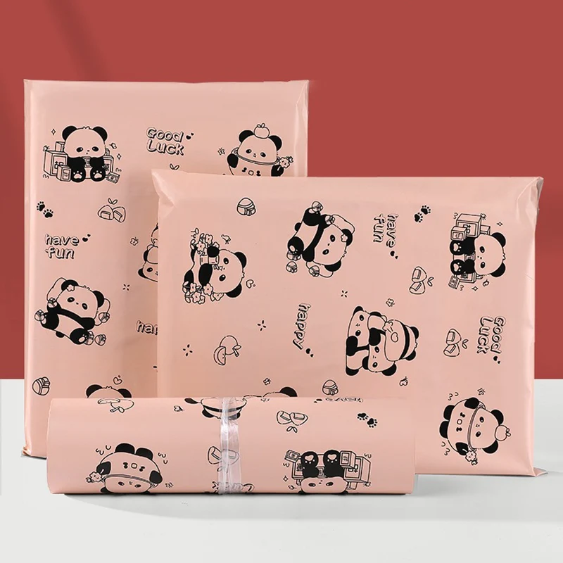 

7 Sizes Light Pink Express Bag Self Seal Adhesive Courier Envelope Cartoon Bear Printed Shipping Mailing Bags Gift Packing 50Pcs