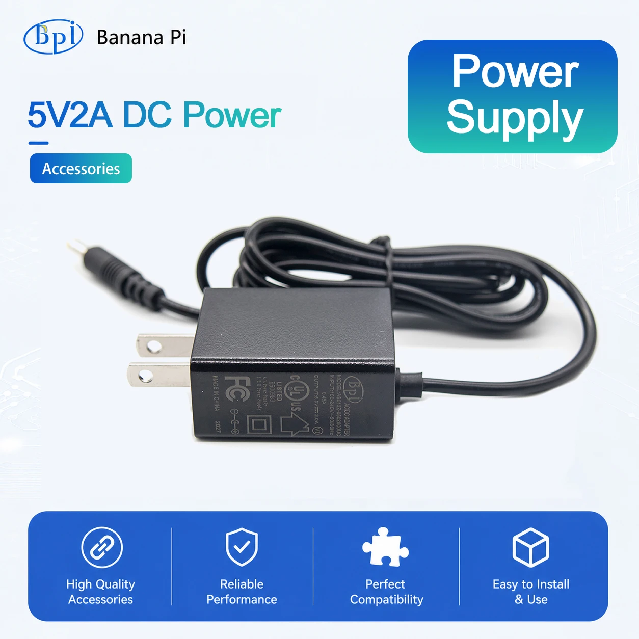 Banana Pi BPI-M2+/M3/M64/M2M/M2 Ultra 5V2A DC US/EU Adapter