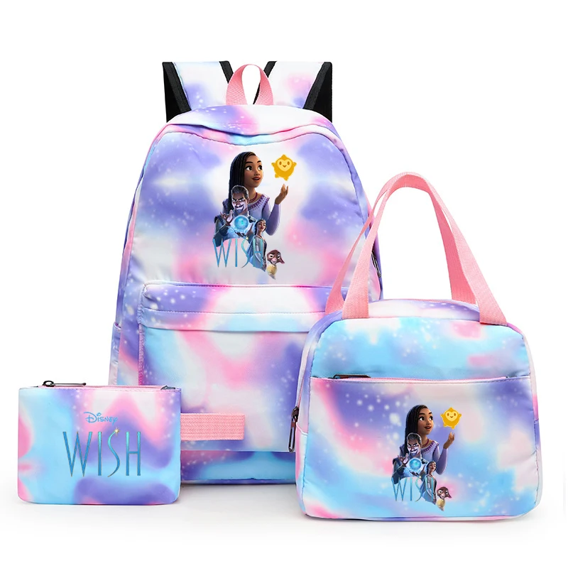 

Disney 3pcs New Movie Wish Colorful Backpack with Lunch Bag Rucksack Casual School Bags for Student Teenagers Sets