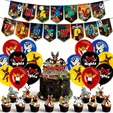 Roblox 99 Nights in The Forest theme Birthday Party banner cake topper Balloons Baby Shower for kids Birthday Party Supplie Gift
