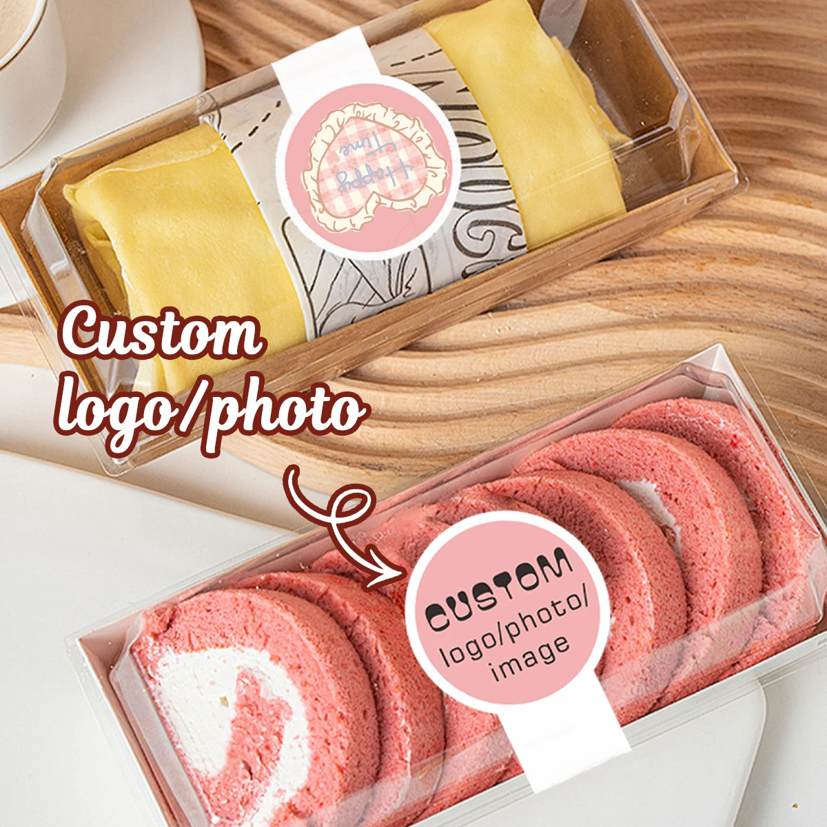 Étiquettes autocollantes personnalisées, autocollants photo personnalisés, ensemble d'étiquettes rondes pour boîtes alimentaires et marquage de petites entreprises, emballage avec logo
