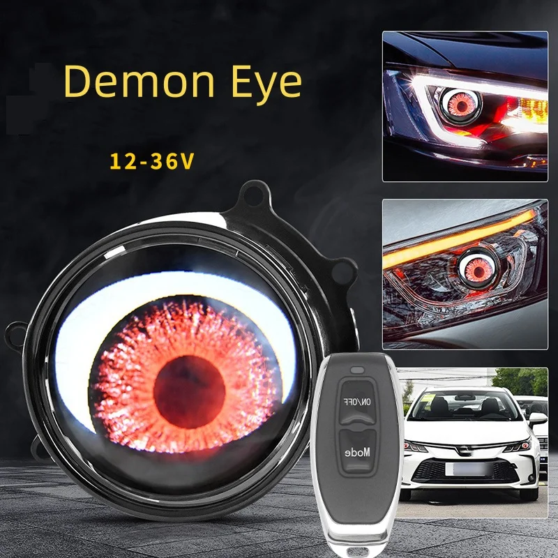 2pcs remote Control Dynamic Devil Demo Eyes Car Decorative Light For Headlight Fog Light Upgrade Car Restyling High Quality