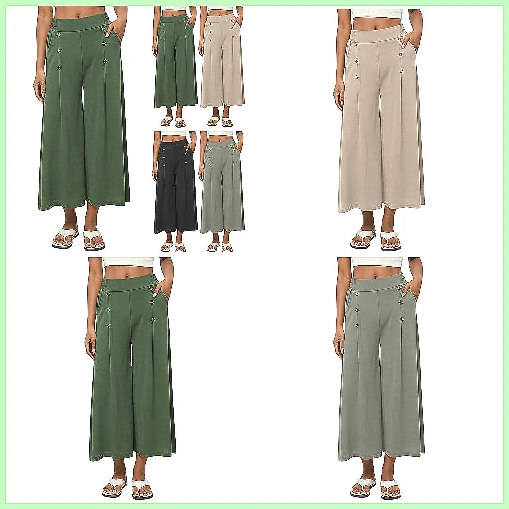 

High Waisted Double Breasted Wide Leg Pants for Women, Cool Slim Fit Office Trousers & Suit Pants (72 characters)