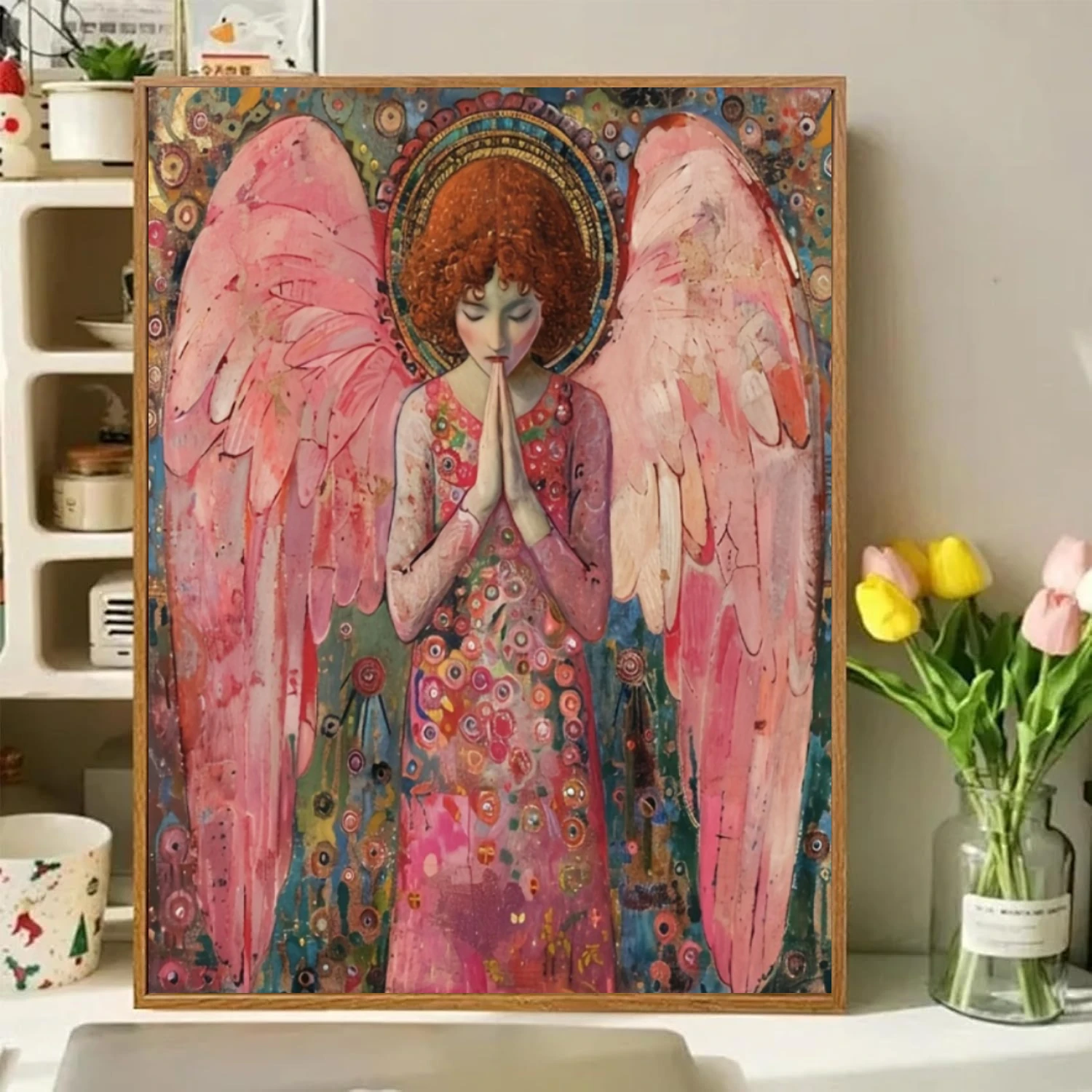 Praying Angel Paint By Numbers Kit Adults Beginner DIY Canvas Stress Relief Home Wall Decor Craft Birthday Gift Frameless