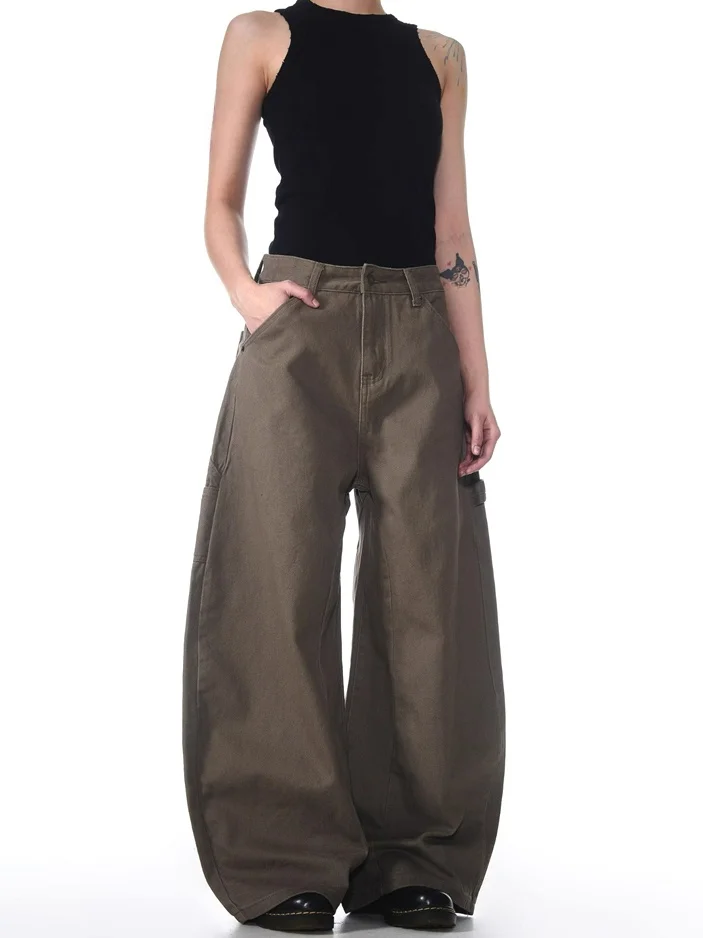 

Мужские рабочие брюки Cleanfit Brown Curved Knife с широкими штанинами, американского кроя, свободные, прямые, повседневные