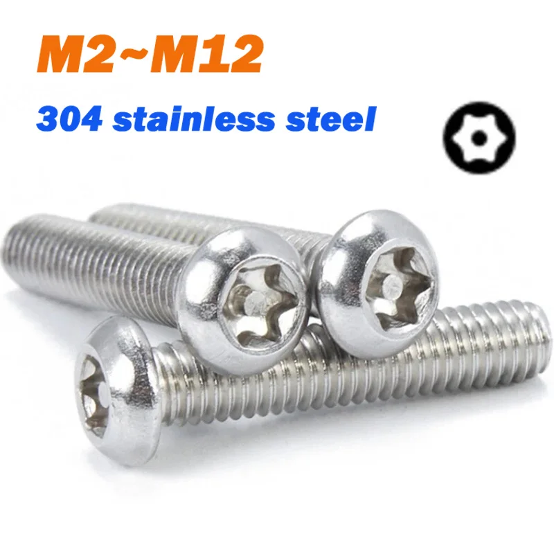 Leijiu M2 M2.5 M3 M4~m12 304 Stainless Steel Six Lobe Torx Button Pan Round Tamper Proof Anti Theft Security Bolt Screw
