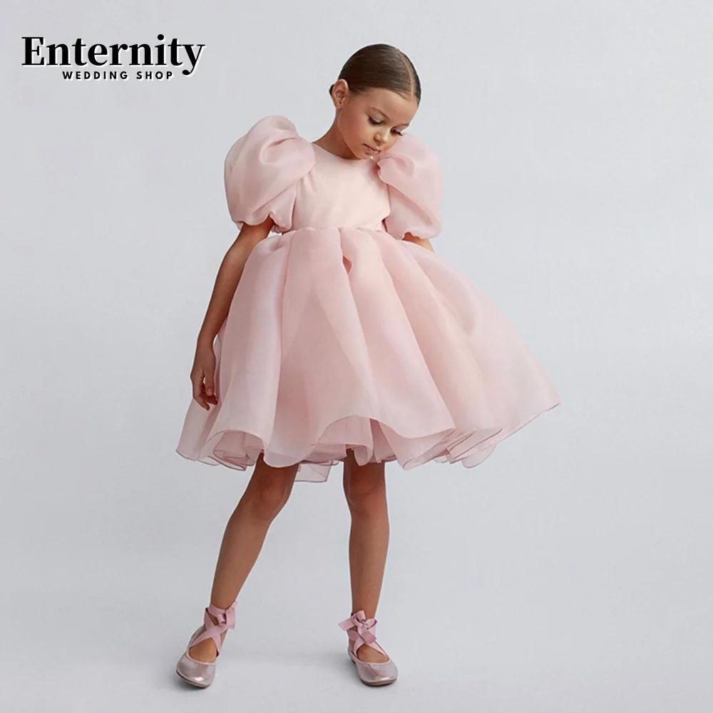 Princesse Enfant-Vestido de Baile Sem Mangas O Pescoço Das Meninas, Lindo Vestido Sem Mangas, Costas Abertas, Menina Flor Simples, Joelho de Comprimento