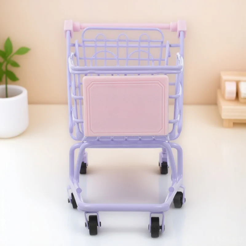 

Small Shopping Cart Durable Miniature Grocery Holder Desk Organizer Candy Business Card Storage Decorative Shopping Cart