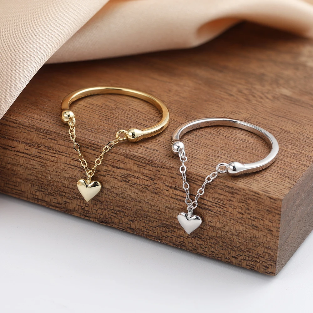 

KISS MANDY S925 стерлингового серебра в форме сердца кулон дизайнерское кольцо для женщин День святого Валентина ювелирные изделия на палец подарки регулируемый APR40