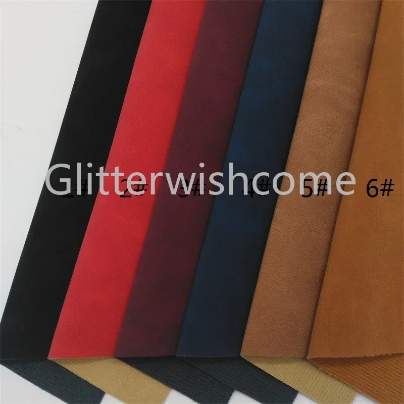 Vintage Suede Synthetic Leather Fabric Sheets Felt Backing Leather Two tones Artificial Leather for Bows Bags Earrings DIY HQ119