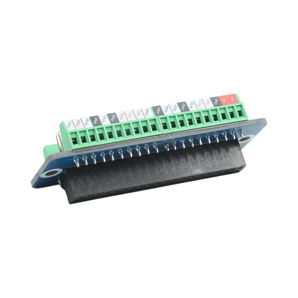 Green PCB Terminal Block Expansion Board For Raspberry Pi 3B+ With Pin Definition Stickers For DIY Electronics Project
