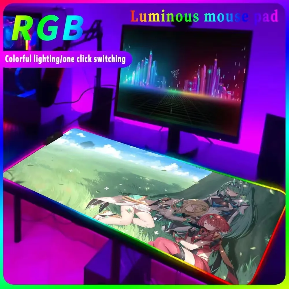 

X_xenoblade C_chronicles Mouse Pad Rgb Gaming Accessories Led Mousepad Gamer Computer Desk Mat Pc Cabinet Backlit Keyboard Mats