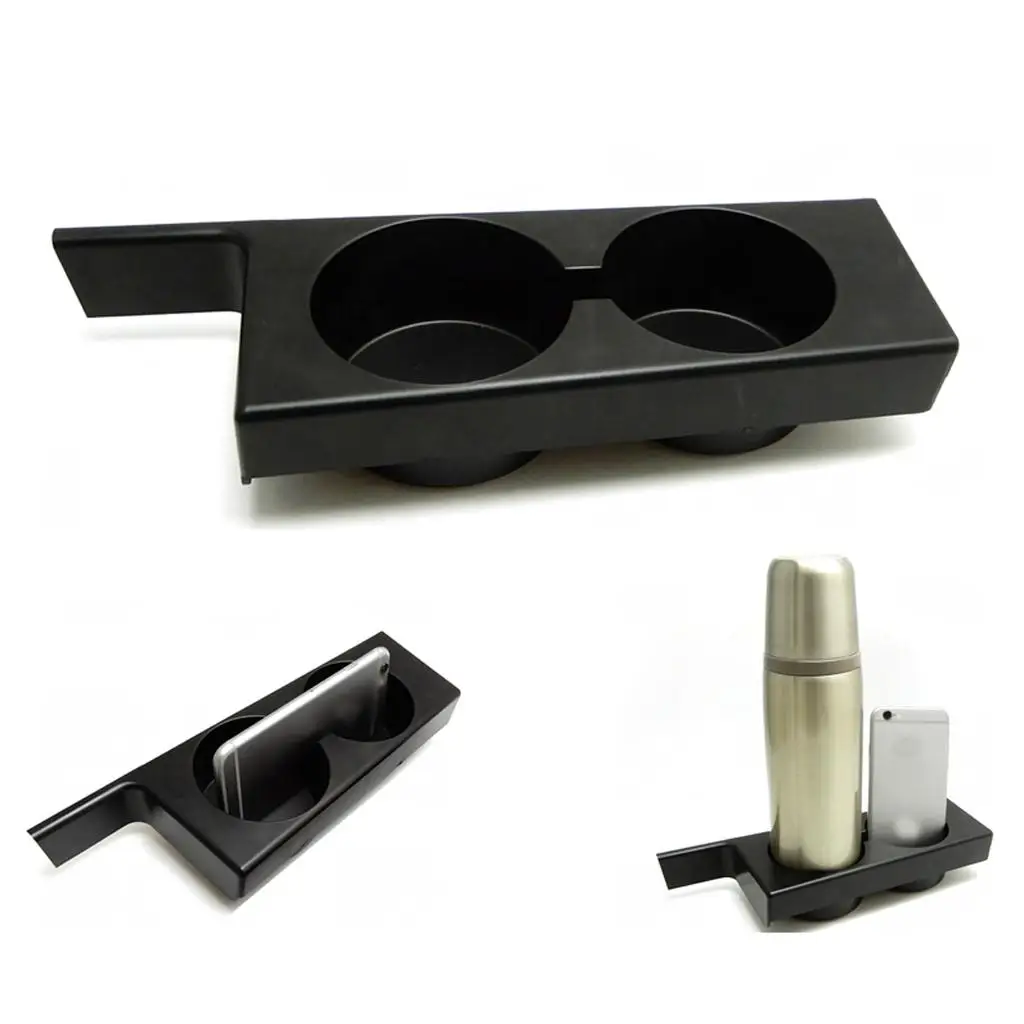 

Car Console Cup Holder Insert Black Plastic Rack Dual Cup Storage for Automotive Accessories 1997-2003