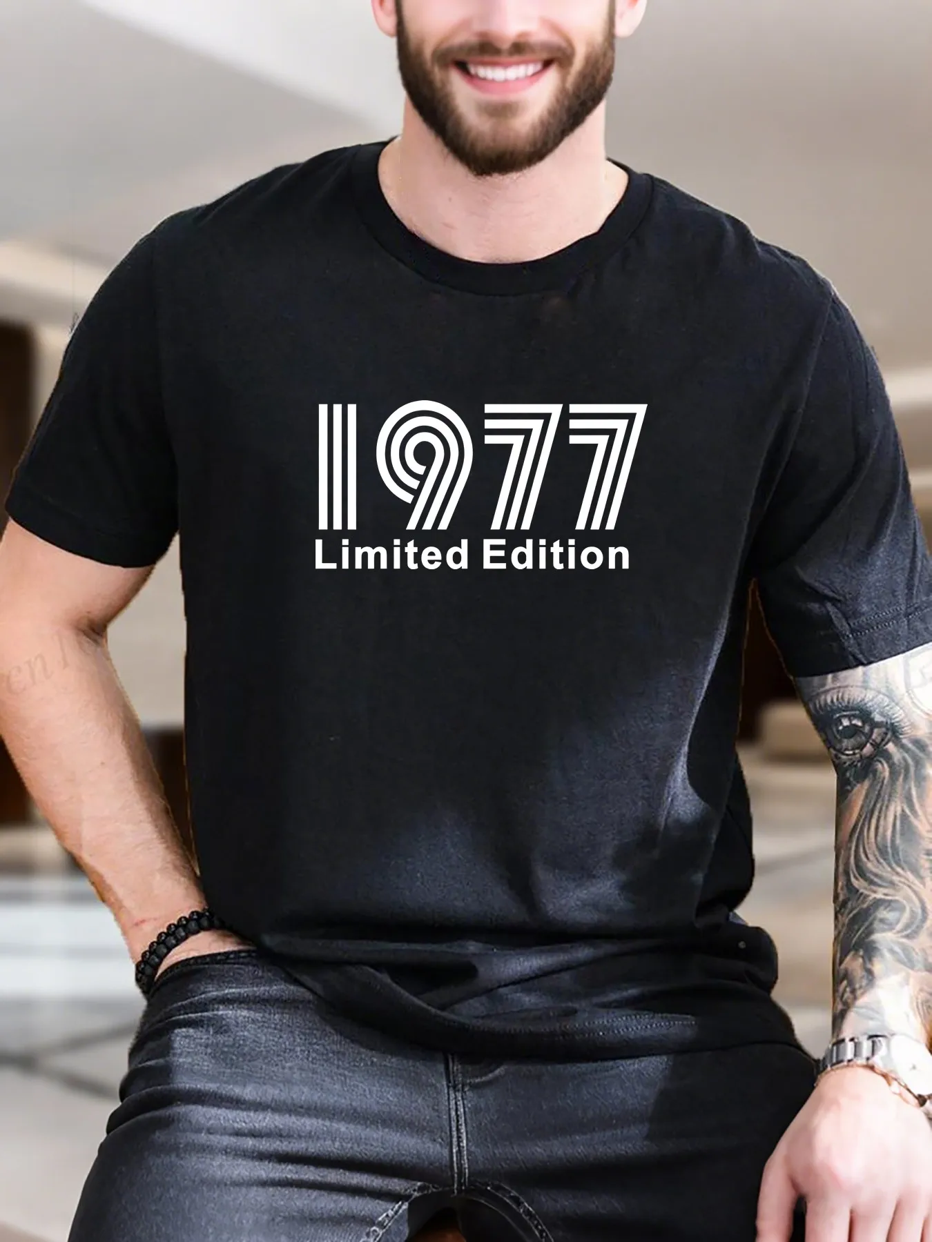 

New Arrival Fashion Men's Cotton Printed Short Sleeve T-Shirt Minimalist Black White Square Design Breathable Comfortable Casual