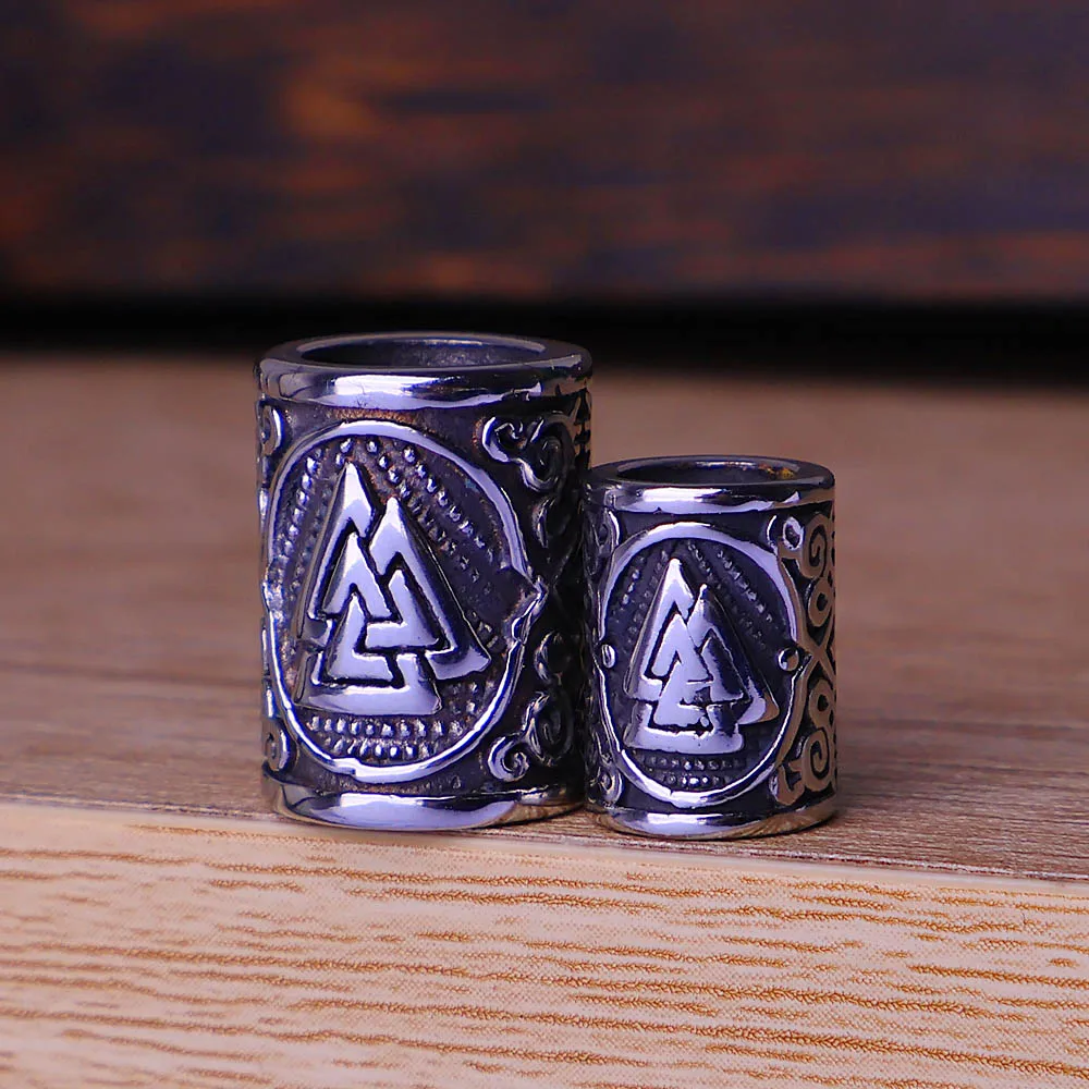 316L Stainless Steel Viking Rune Beads 6mm 8mm Large Hole Hair Beard Bracelet Small Jewelry Making Accessories Gift Wholesale