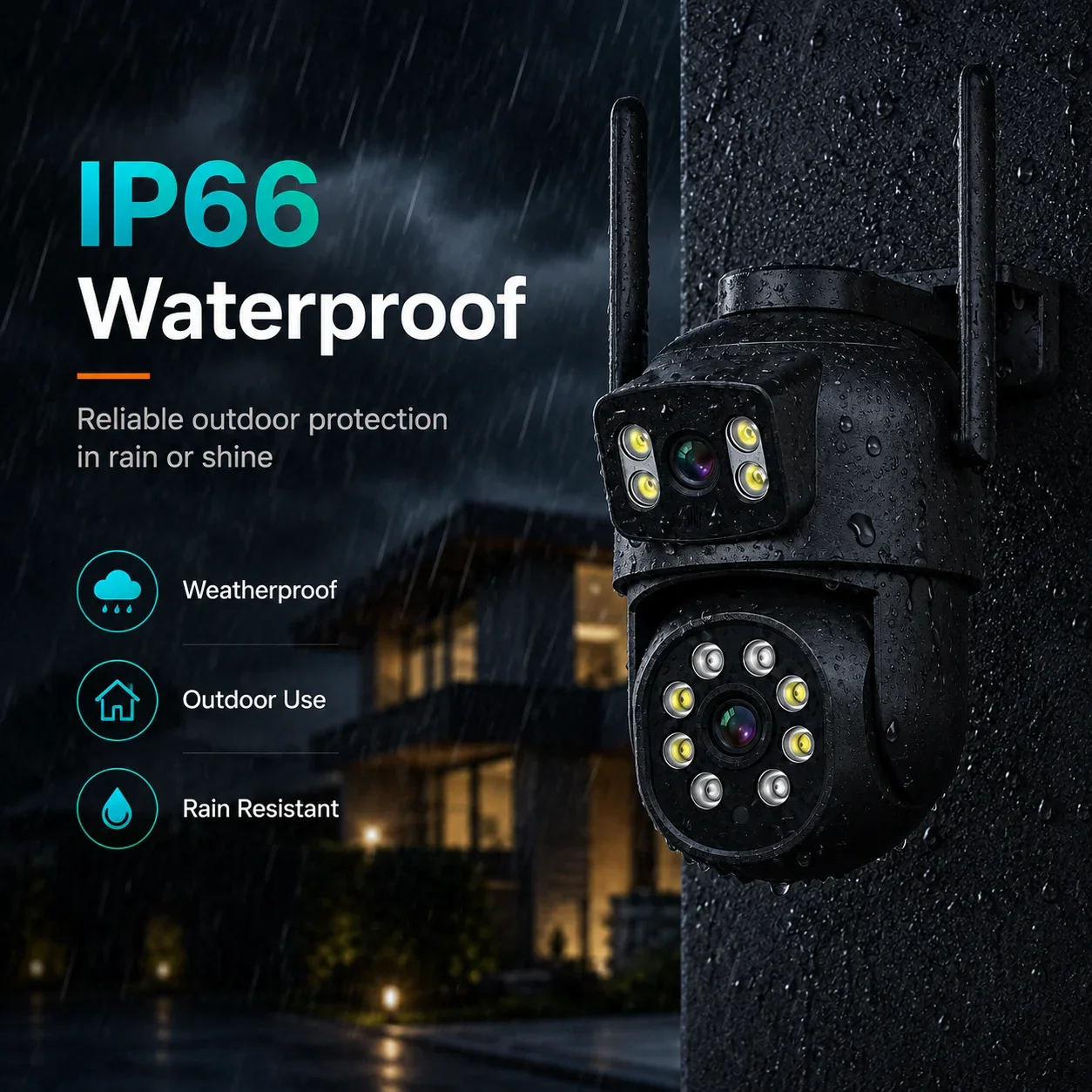 4K WiFi Dual Lens Outdoor Wateproof Surveillance Camera PTZ IP with Auto Tracking 8MP Video Security and Integrated 2 Way Audio