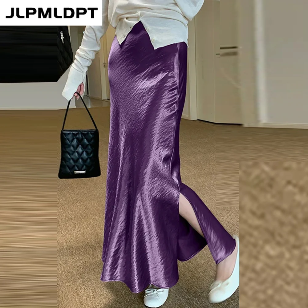 

Acetate satin texture long women's spring and summer 2025 high-end hip-wrapped fishtail skirt
