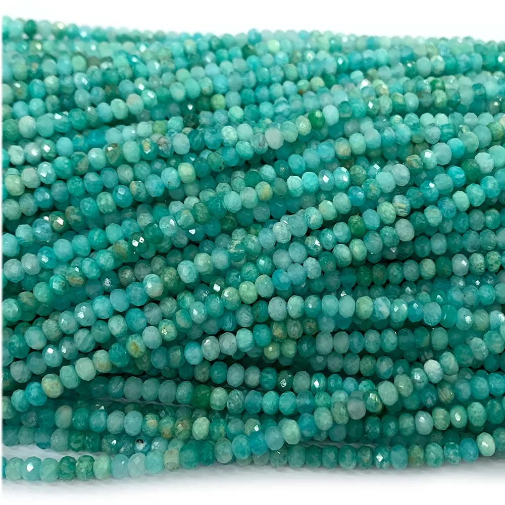 

Veemake Natural Russia Amazonite Rondelle Faceted Small Beads Genuine Gemstones 07958