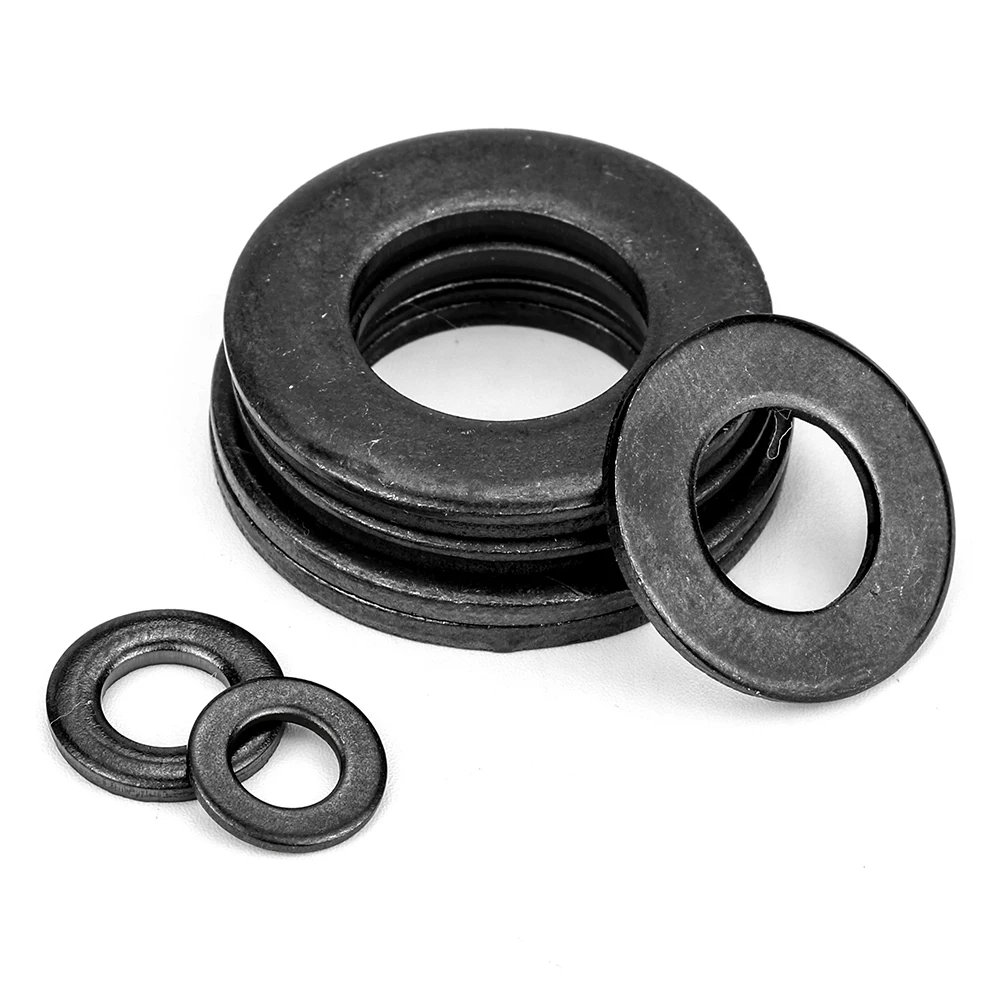 0.5/0.8/1.0/1.2/1.5/2mm Flat Washers Black 304 Stainless Steel M2 M2.5 M3 M4 M5 M6 M8 M10 M12 Plain Washers Gasket Ring GB98