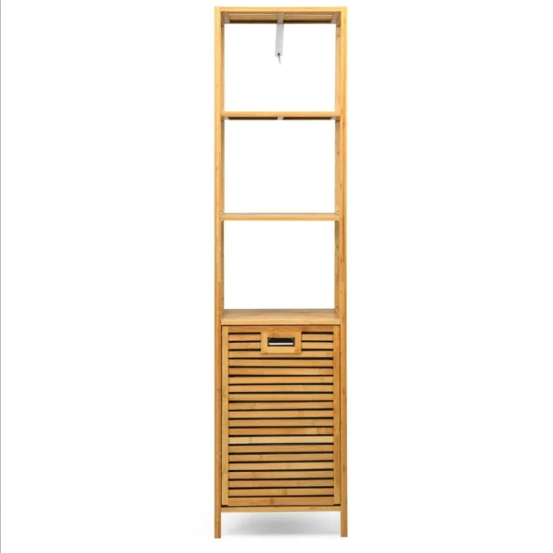 

Hot-selling bamboo bathroom cabinet household multi-layer rack dirty clothes basket clothes storage