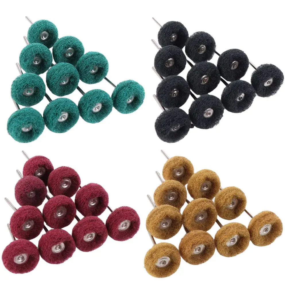 10pcs Buffing Drill Abrasive Brush Rust Remover Nylon Polishing Wheel Fiber 2.35mm Shank Fiber Grinding Head