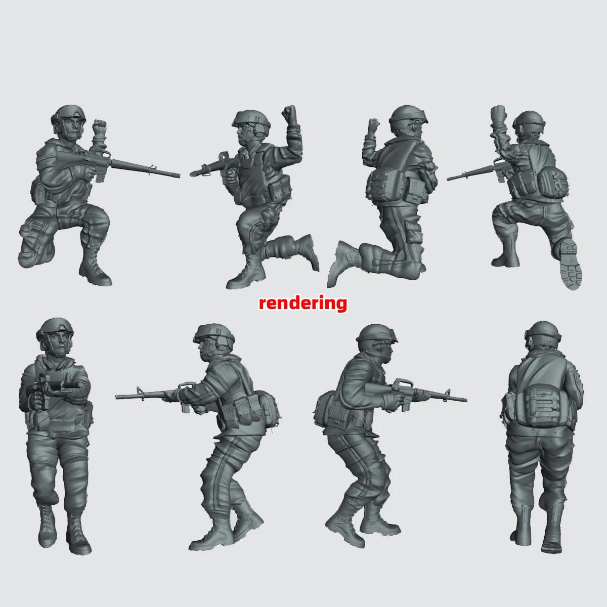 Maßstabsgetreues Miniaturmodell-Set 3D-Harz Moderne US-Armee-Infanteriegruppe im Kampf Soldatenfiguren 8 Stück 1/35 1/48 1/72 – Detail 6