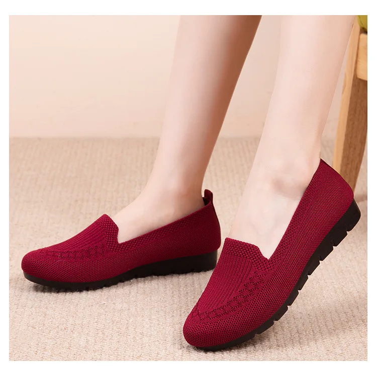 Women\'s Casual Shoes  Summer Mesh Breathable Flat Shoes Ladies Comfort Light Sneaker Socks Women Slip on Loafers Zapatillas Muje