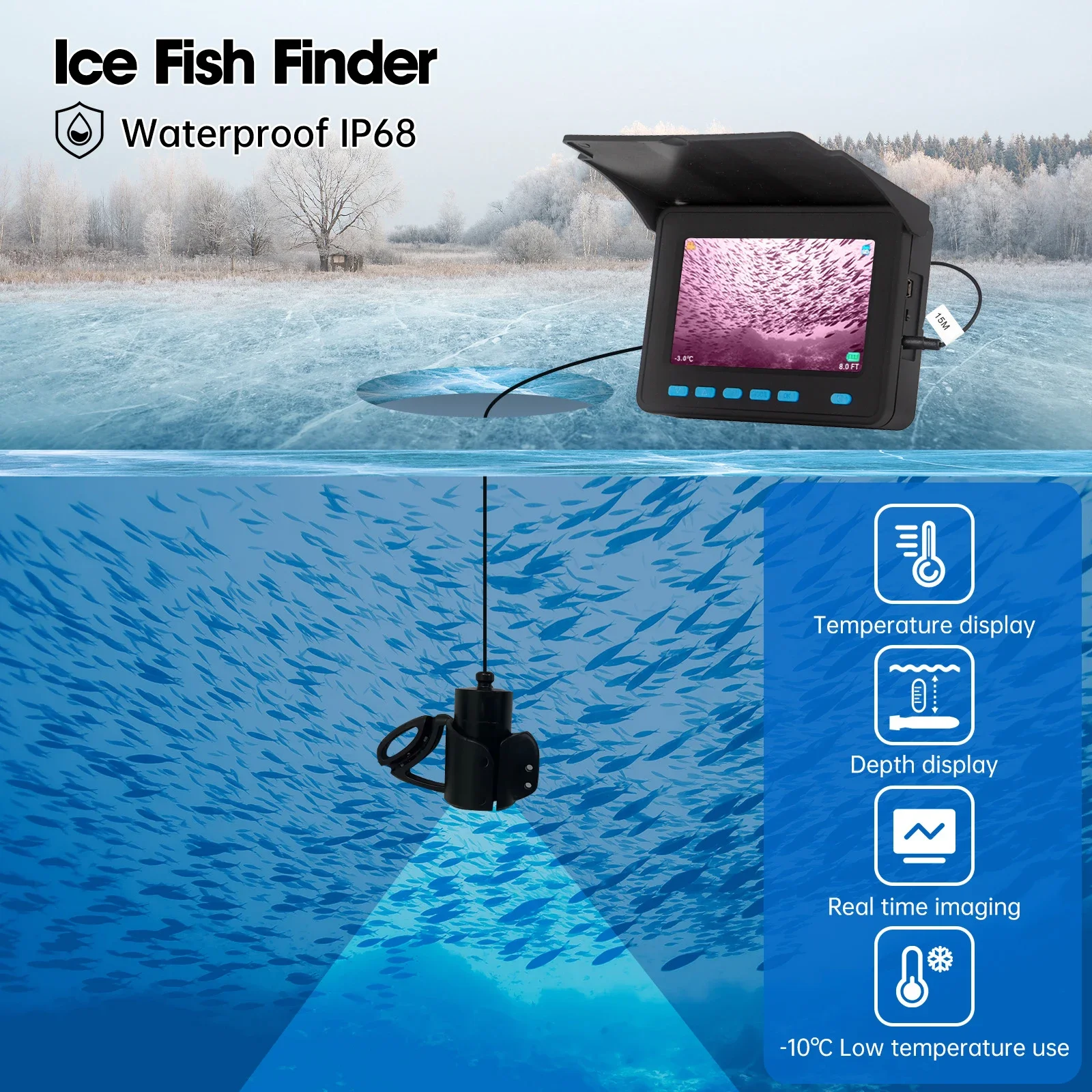 Fishfinder DVR Underwater Winter Fishing Carema For Sea Ice Fishing 4.3