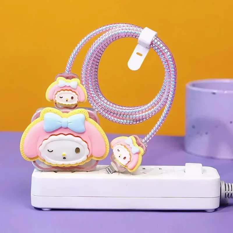Sanrio Hello Kitty Casing Pelindung Pengisi Daya Kabel Data Anti Rusak Cocok untuk Aksesori Dekoratif Pengisi Daya Apple 18/20W