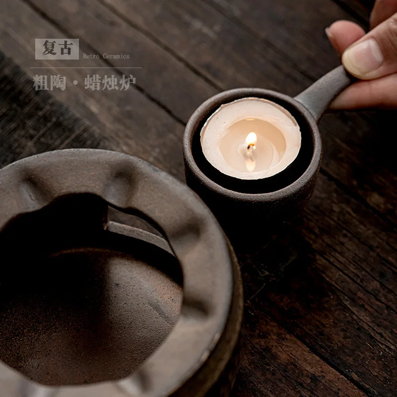 Japanese-Style Loop-Handled Teapot Tea Set Household Ceramic Tea Brewing Pot Tea Stove Warm Tea Set Candle Heating Teapot Tea Ma