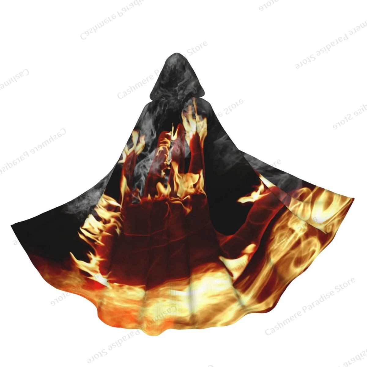 Hooded Cloak Unisex Cloak with Hood Cloak Cosplay Costume Hand Is On Fire Smoke