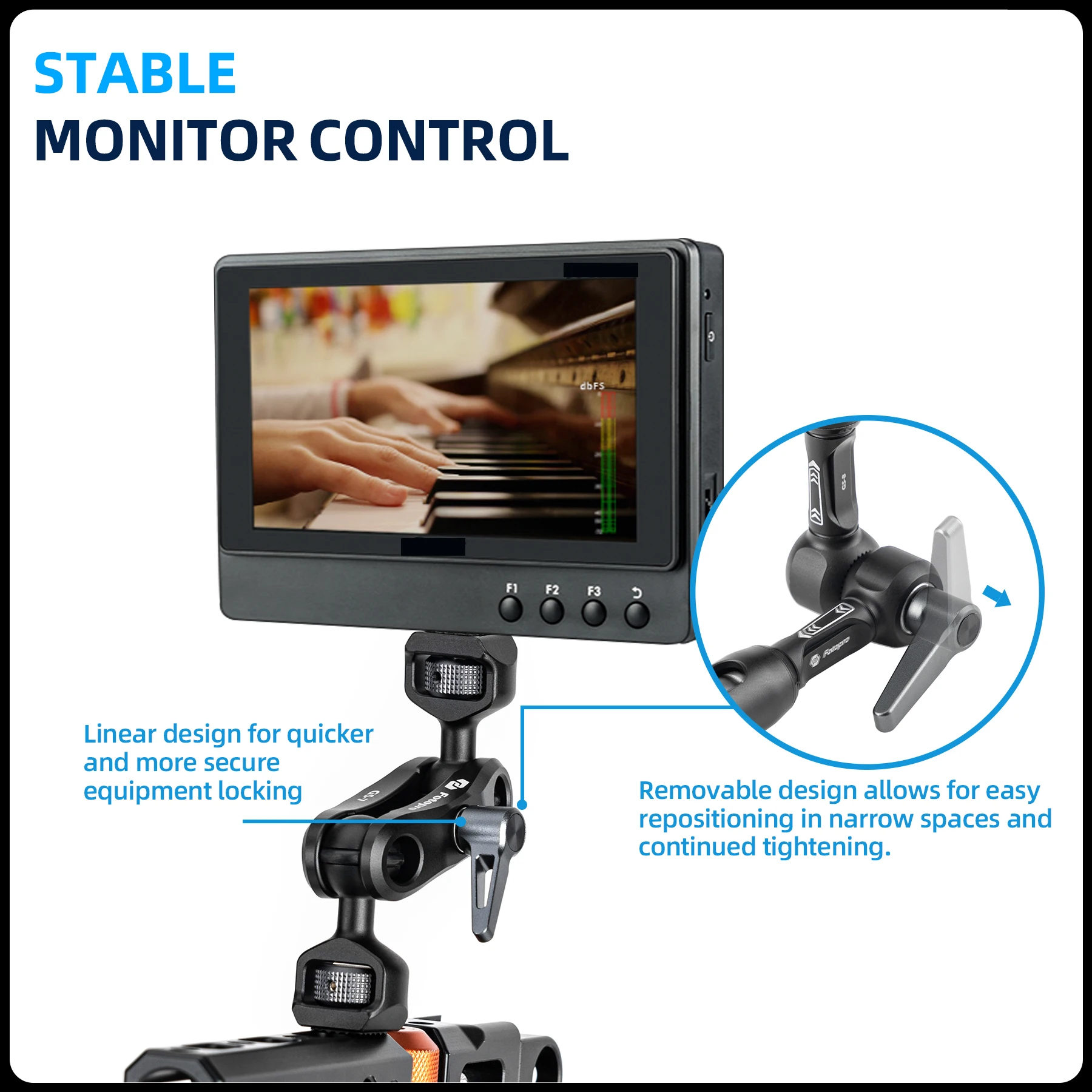 Fotopro Universal Magic Arm 1/4 Inch Screw Adjustable Articulating Magic Arm for Tripod LED Light Monitor