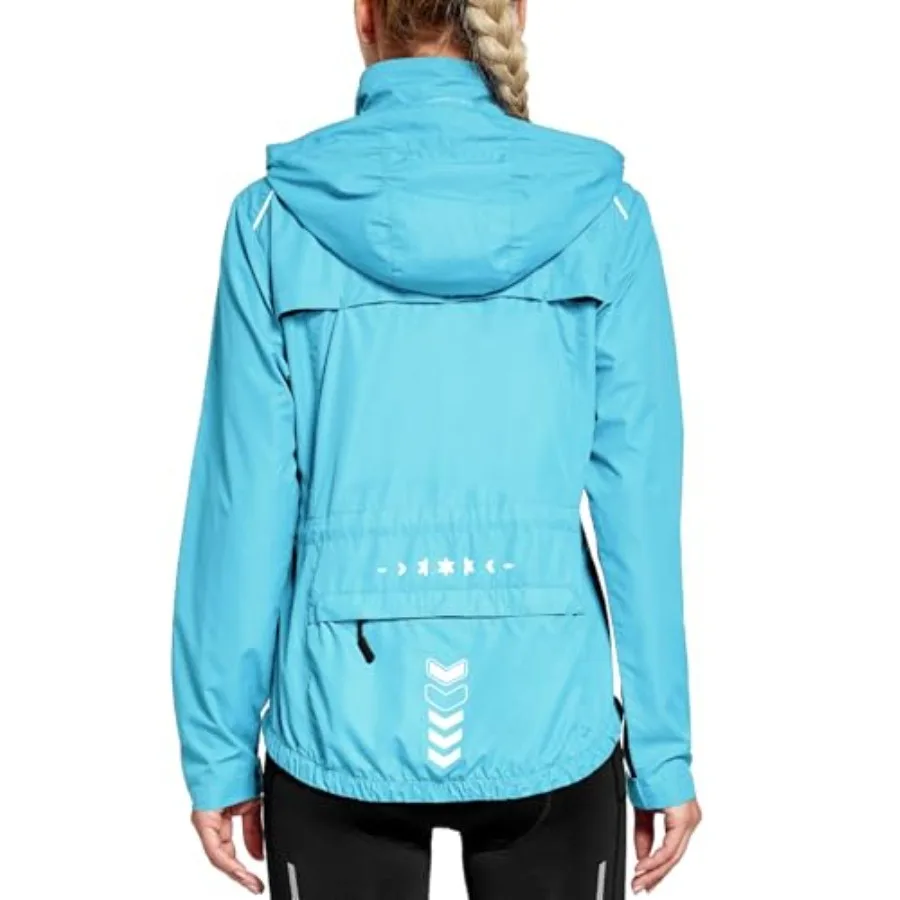 

Women's Cycling Running Jackets Lightweight Windproof Bike Windbreaker Reflective with Hooded
