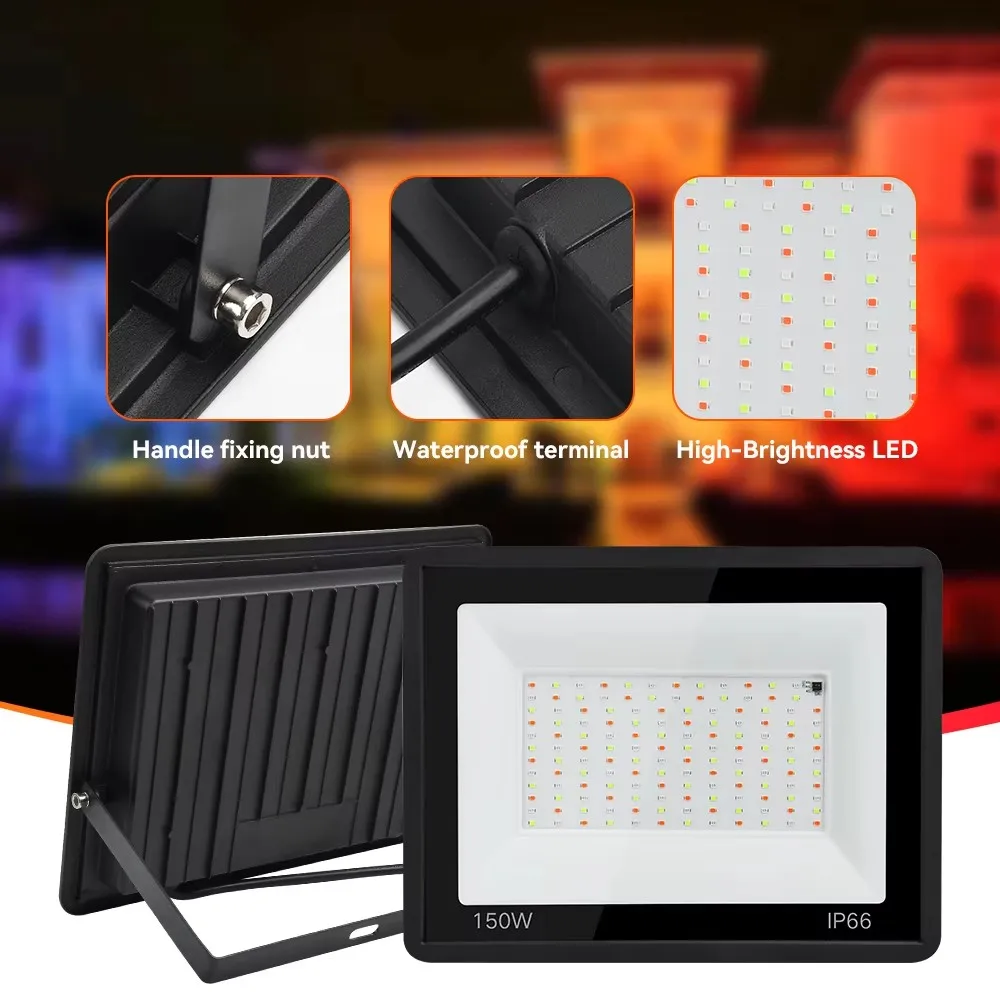RGB كشاف ضوء مقاوم للماء IP66 في الهواء الطلق التحكم عن بعد الكاشف 100 واط/50 واط/30 واط/10 واط الأضواء التيار المتناوب 220 فولت عكس الضوء حديقة الإضاءة
