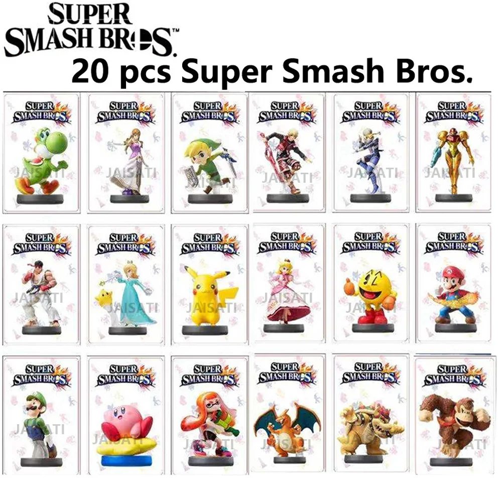 

Карта NFC Super Smash Bros с персонажами Луиджи, Самус, Пич, Боузер: предметы для разблокировки для Switch