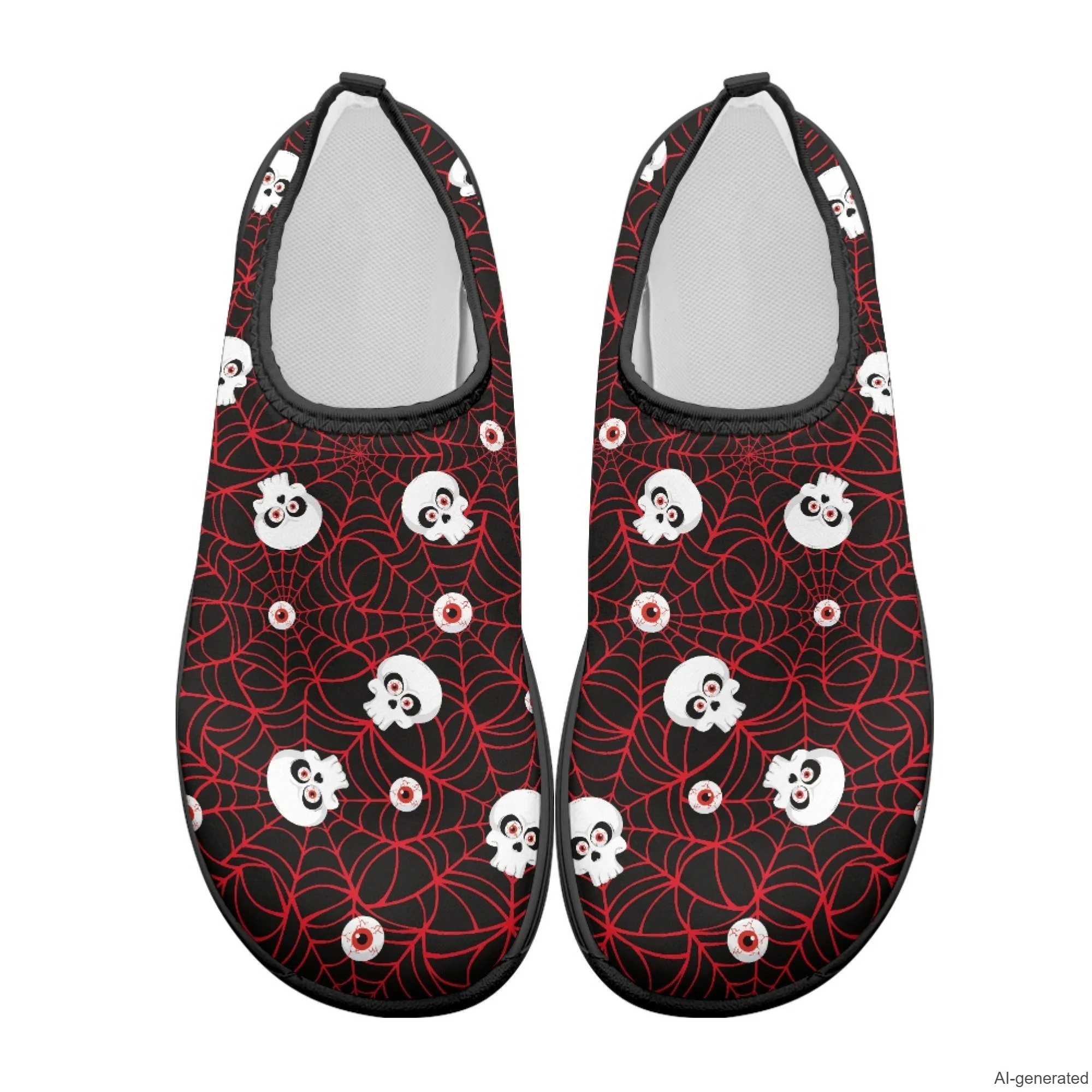 XIXIRIMIDO Halloween Skull Pattern Durable Grip Sneakers Wide Toe Flats for Men Lightweight Casual Shoes Nurse Indoor Shoes
